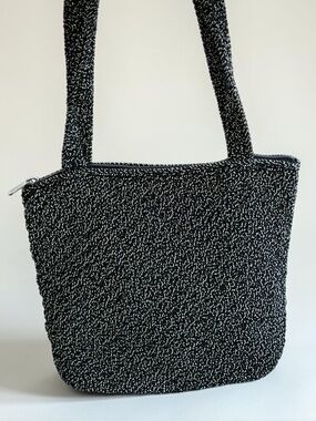 The Sak Elliott Lucca Crochet Tote Bag Black White Boho Shoulder